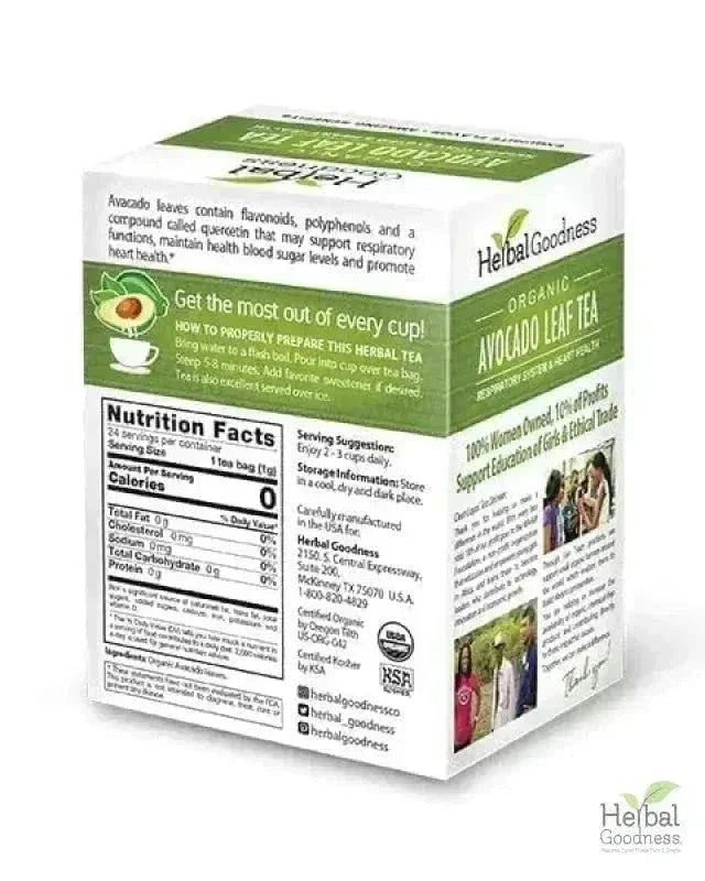Avocado Leaf Tea - Organic 24/2g - Respiratory, Heart & Metabolism Support Tea & Infusions Herbal Goodness