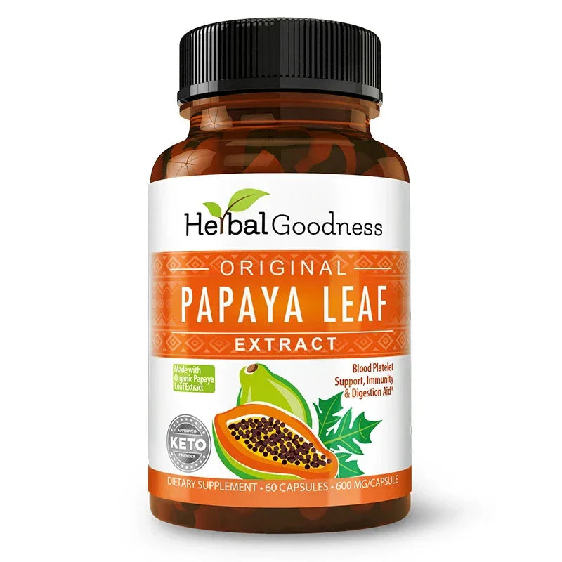 Papaya Leaf Extract - Capsules 600mg - 10X Strength Capsules Herbal Goodness