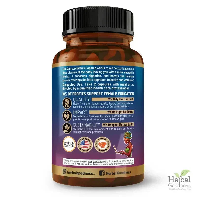 Soursop Bitters Graviola Extract_Capsules_120/1000mg - Herbal Goodness Capsules Herbal Goodness