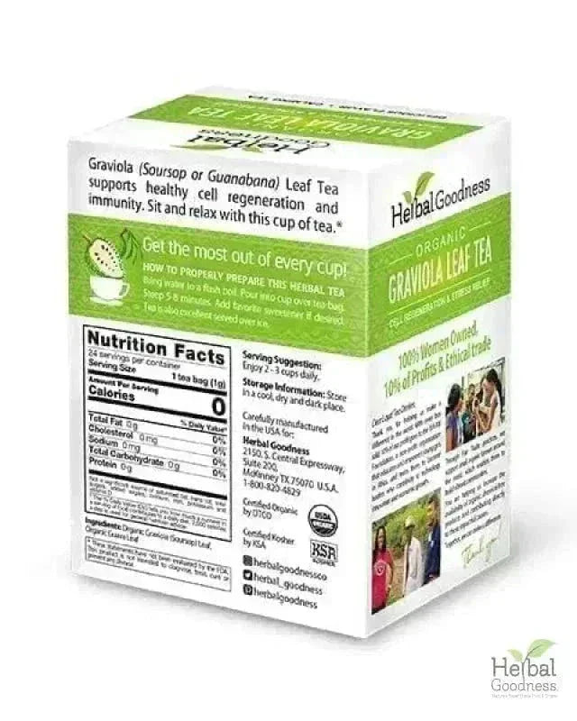 Soursop Leaf Tea Graviola Leaves - 100% Organic Tea & Infusions Herbal Goodness