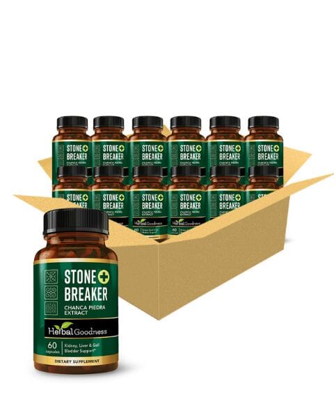 Stone Breaker Plus | Chanca Piedra Extract Capsules - Kidney Gall Bladder & Urinary Track Cleanse 60/600mg Herbal Goodness Capsules Herbal Goodness 60 Caps Case(12) - 10% off 