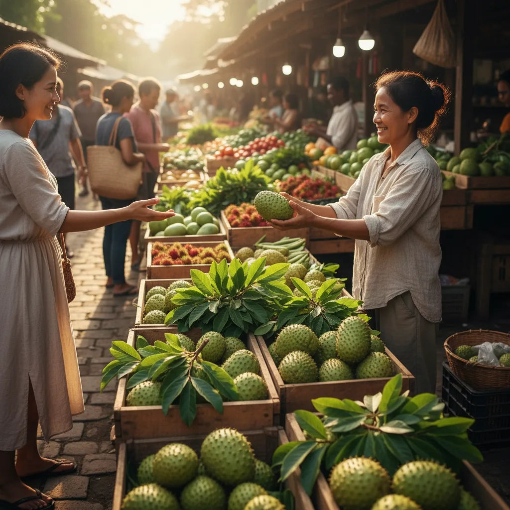 Fresh soursop at local open-air market