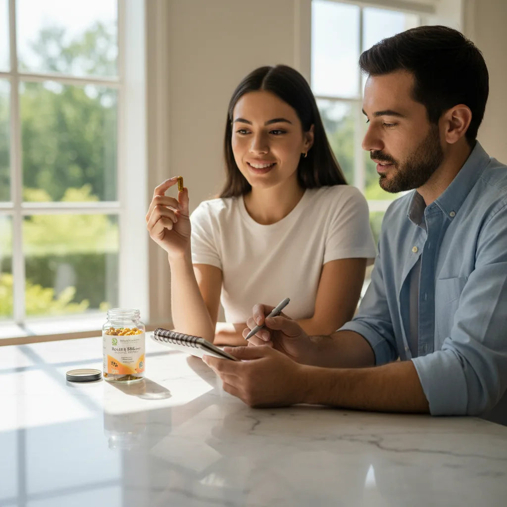 Two people discussing papaya seed capsules research