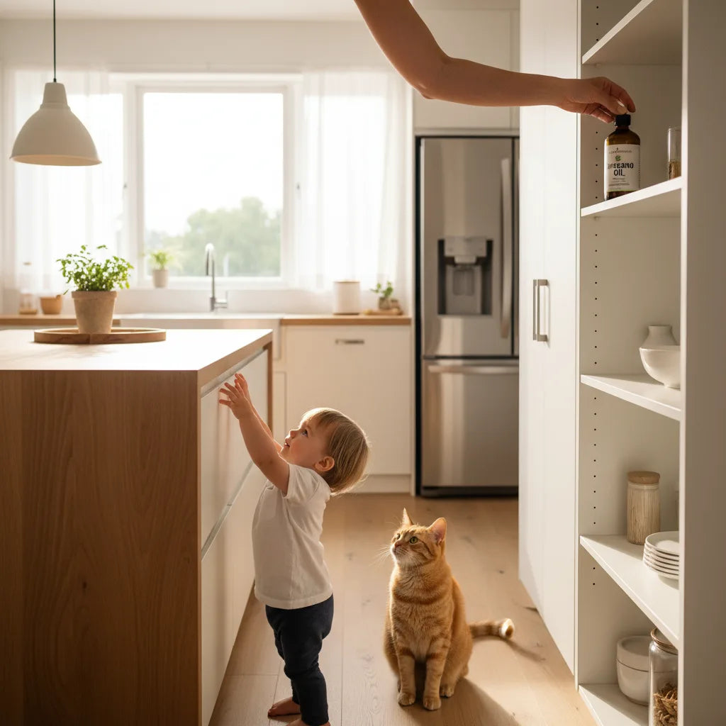Family safely stores oregano oil at home
