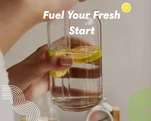 Clear glass water bottle with lemon slices for natural wellness