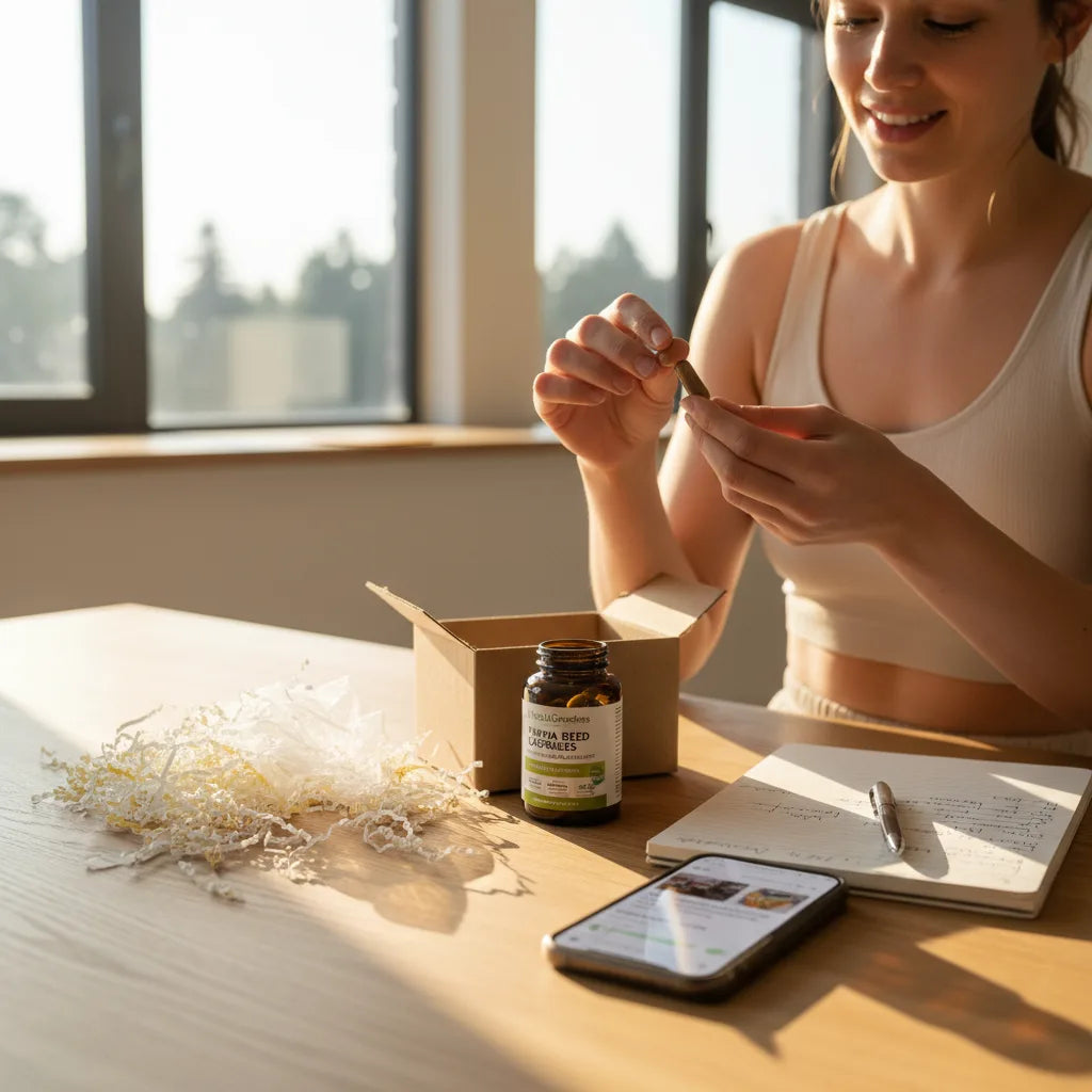 Person unboxing papaya seed capsules naturally