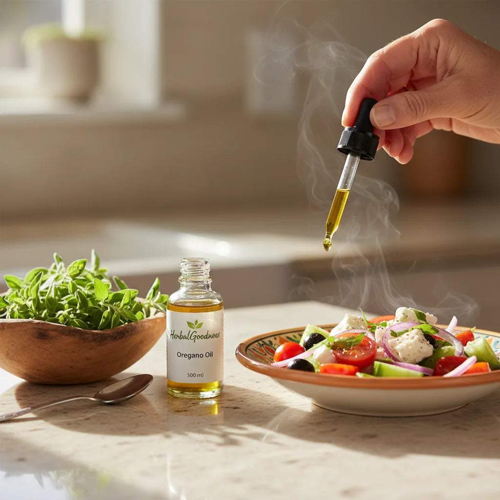Adding oregano oil to homemade meal
