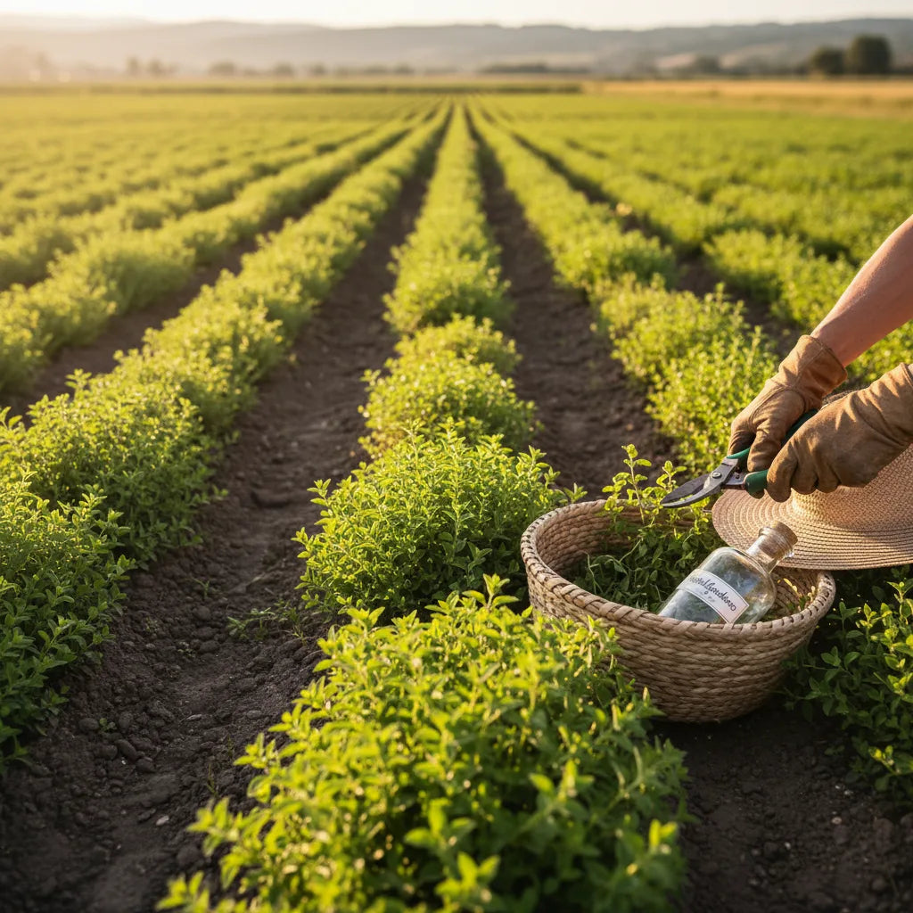Organic oregano harvest on artisan farm