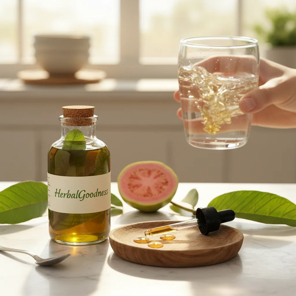 Home kitchen tasting guava tincture experiment