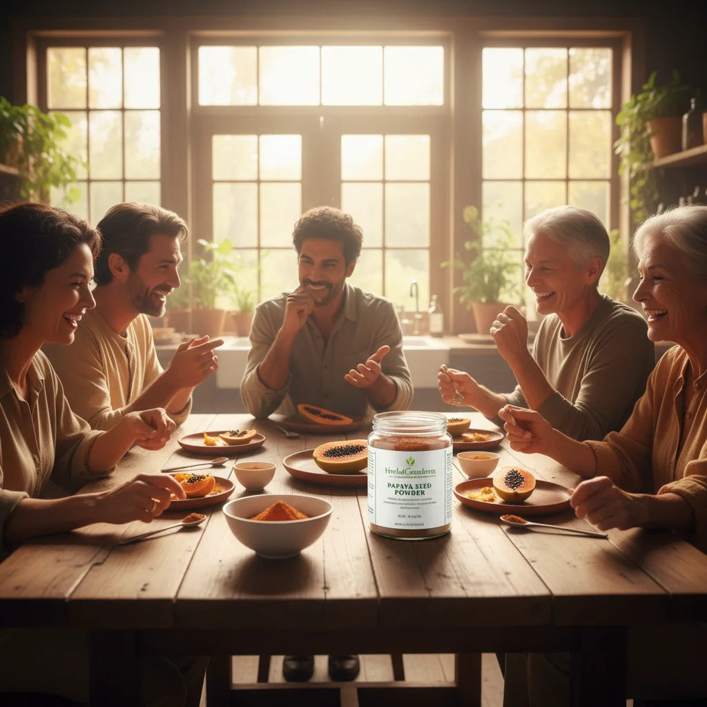 Community tasting of premium papaya seed powder