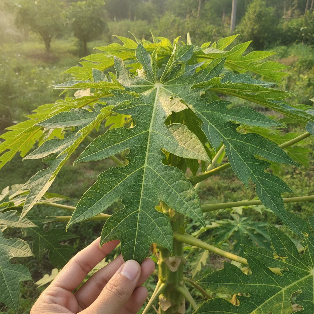 Reading the Leaf: A beginner’s visual guide to Carica papaya leaf anatomy, maturity signs, and home-harvest choices_featured_image