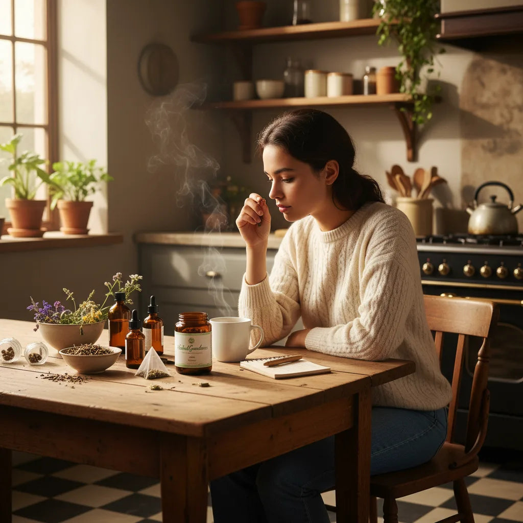 Person sampling and noting herbal supplements