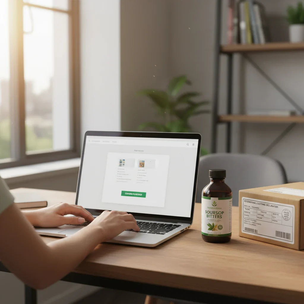 Online payment with soursop bitters and package