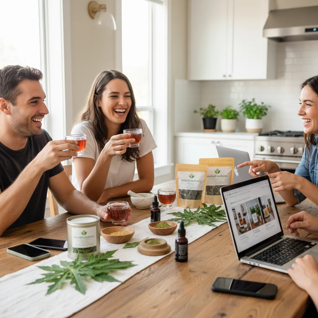 Friends sampling papaya leaf products together
