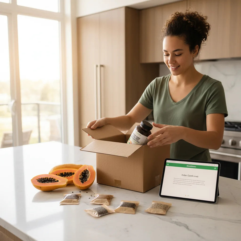 Unboxing papaya supplements among fresh ingredients