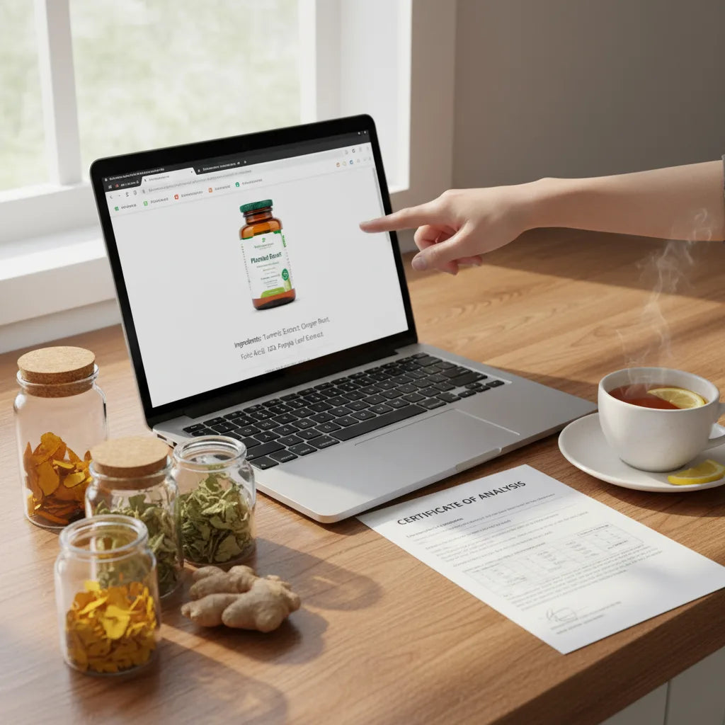 Exploring herbal supplements online in natural light