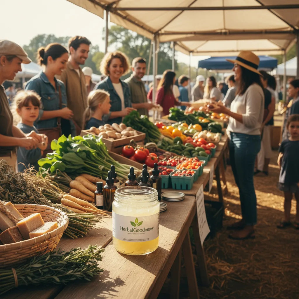 Sea moss gel at farmer's market stall