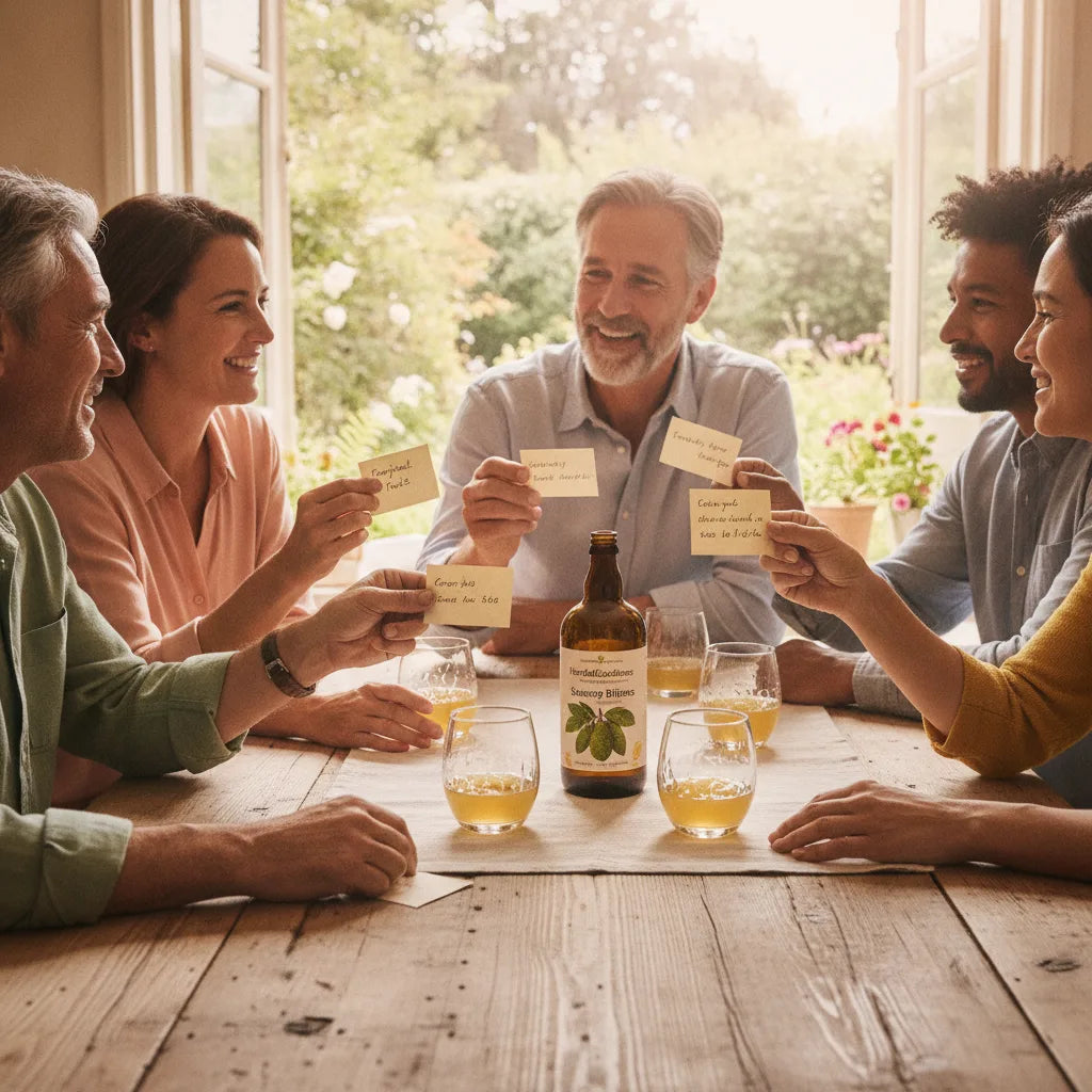 People exchanging tasting notes for bitters