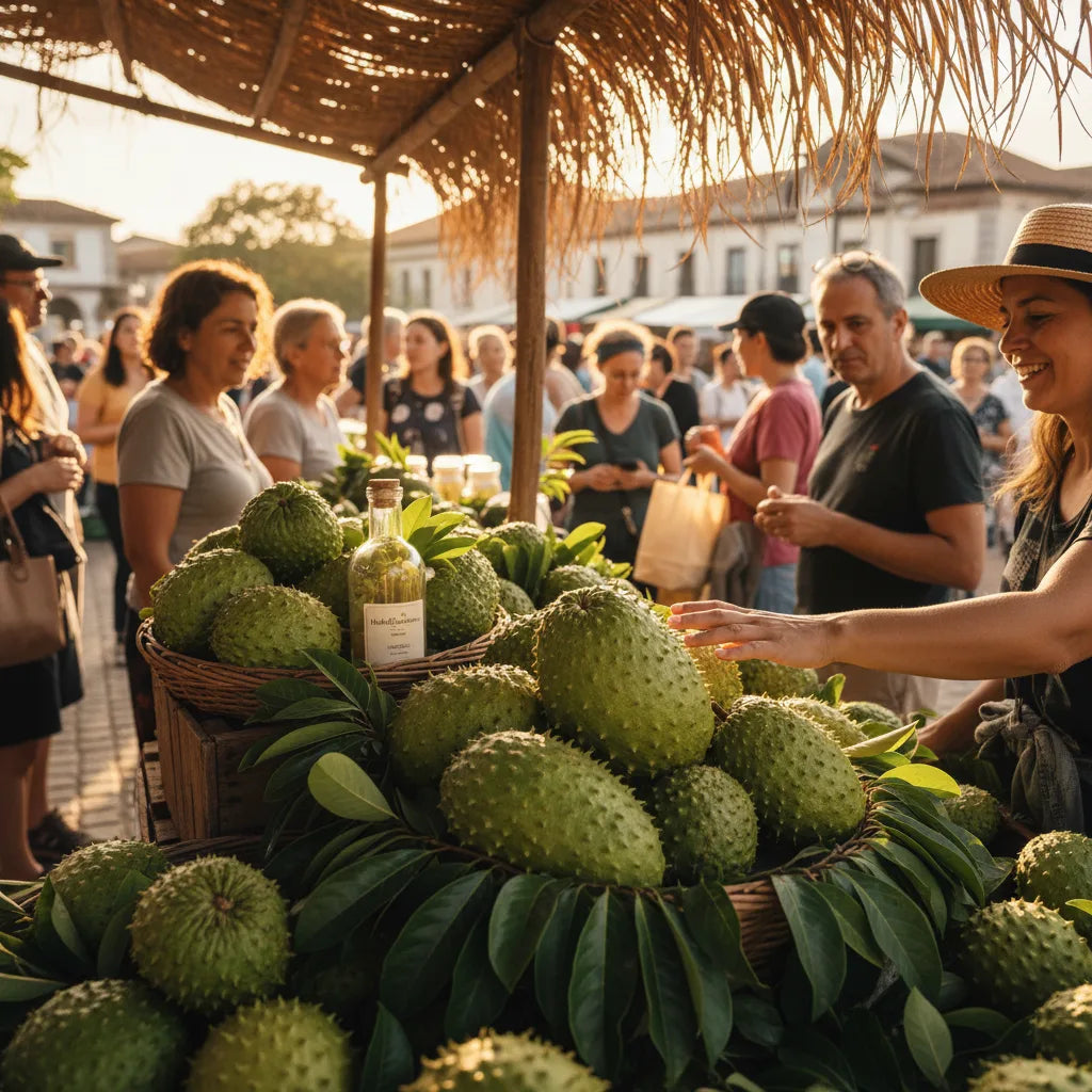 Organic soursop fruits at local farmers’ market