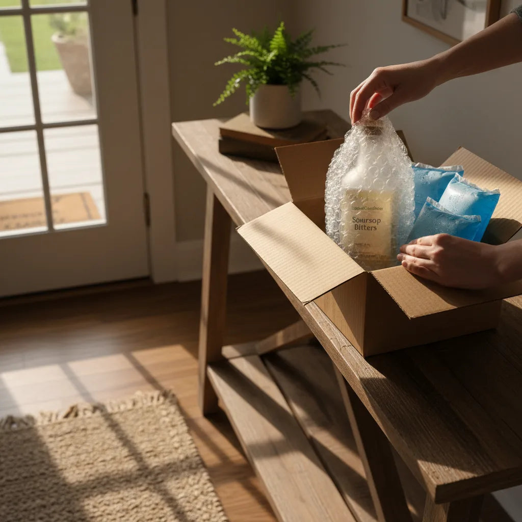 Unboxing soursop bitters cold-chain home delivery