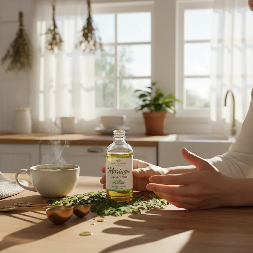 Preparing tea with moringa liquid extract