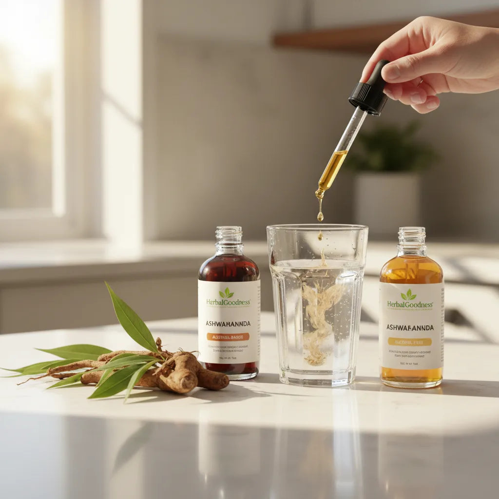 Alcohol-Free vs. Alcohol-Based Ashwagandha Root Liquid Extracts: Taste, Shelf Life, and Practical Uses_featured_image