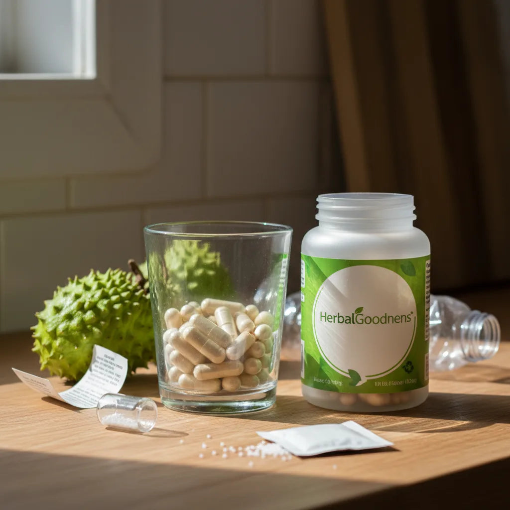 Glass and plastic soursop packaging with fruit