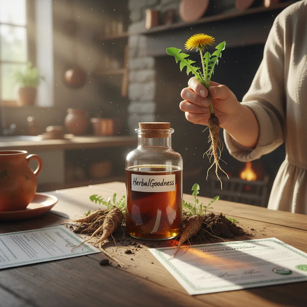 Inspecting organic dandelion root extract authenticity