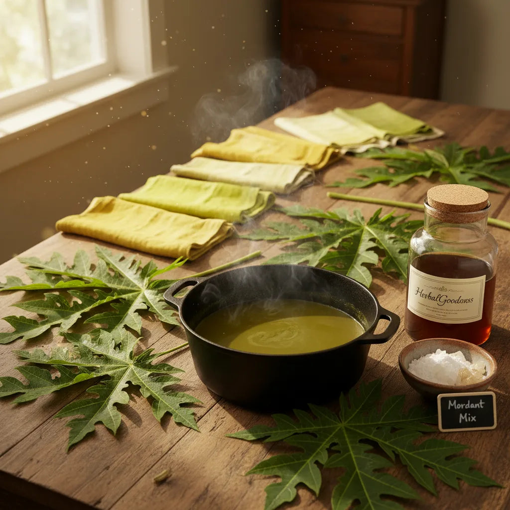 Natural Dyeing with Papaya Leaf Extract: A Beginner’s Guide to Color Extraction, Mordants, and Simple Projects_featured_image