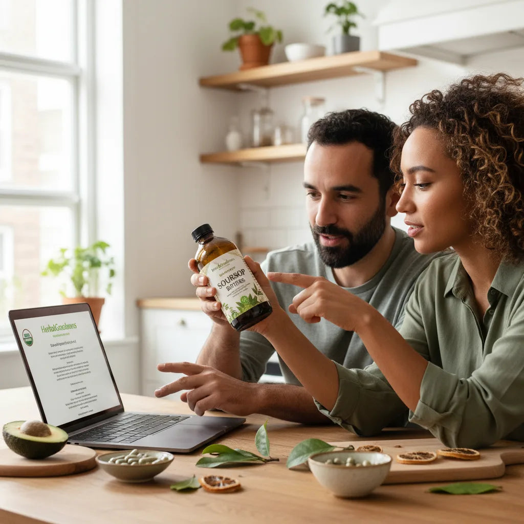 Couple verifying soursop bitters certification together