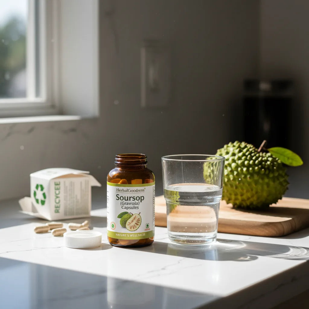 Soursop capsules open on kitchen countertop
