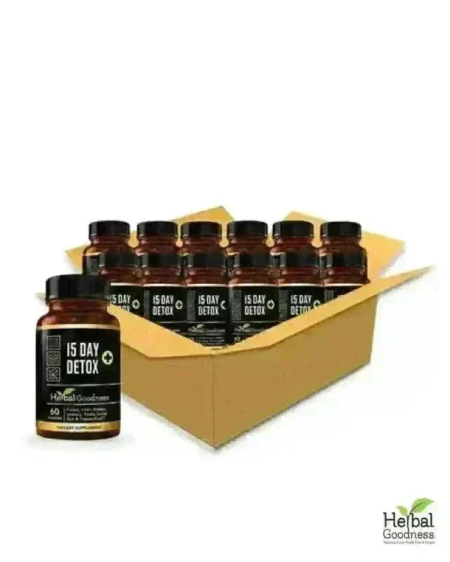 15 Day Detox Capsules 60ct (600mg) – Natural Detox & Cleanse Supplement Capsules Herbal Goodness Case (12) 