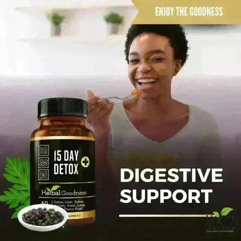 15 Day Detox Capsules 60ct (600mg) – Natural Detox & Cleanse Supplement Capsules Herbal Goodness 