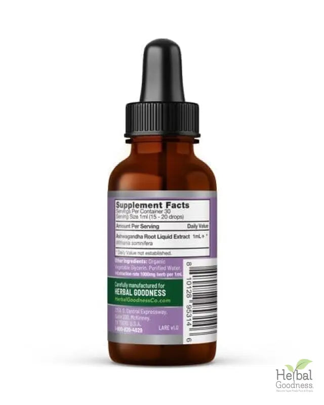 Ashwagandha Root Liquid Extract - Organic - Energy &amp; Mood Liquid Extract Herbal Goodness 