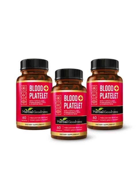 Blood Platelet Plus - 60/600mg 20X Strength Capsule - Platelet Boost Capsules Herbal Goodness 3 Units 