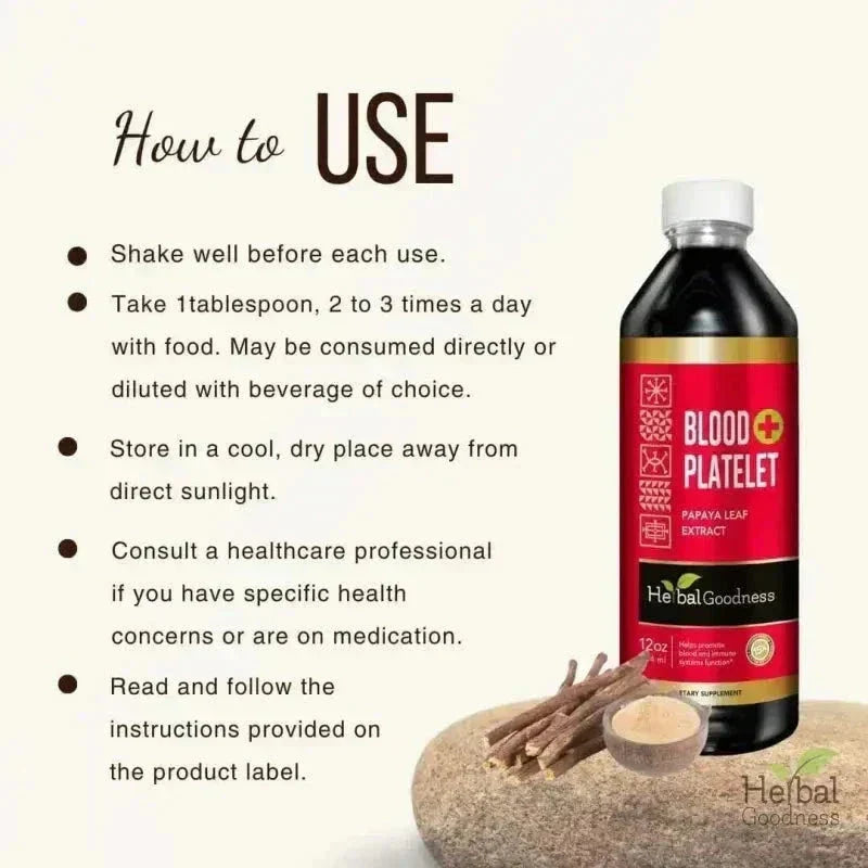 Blood Platelet Plus – Liquid Herbal Extract | 15X Strength Papaya Leaf - Herbal Goodness Liquid Extract Herbal Goodness 
