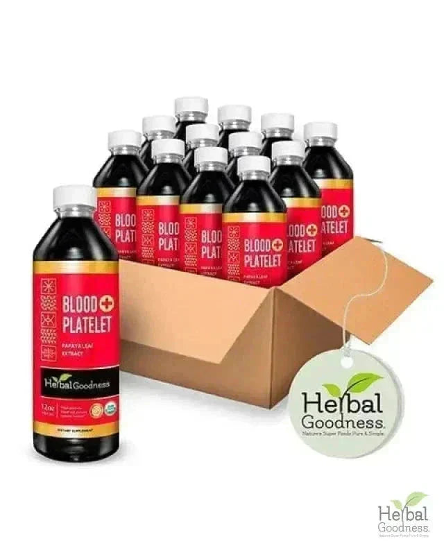 Blood Platelet Plus – Liquid Herbal Extract | 15X Strength Papaya Leaf - Herbal Goodness Liquid Extract Herbal Goodness 12 oz Case (12) 