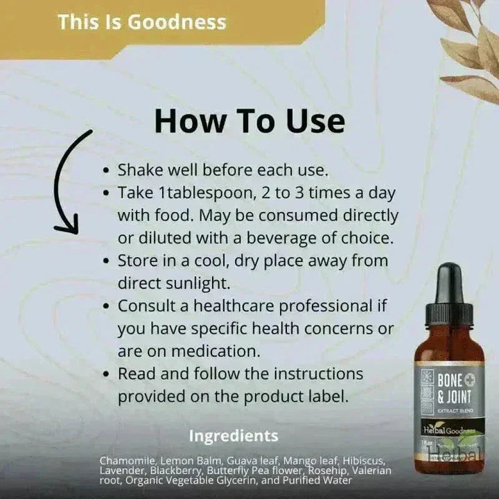 Bone and Joint Liquid Extract – Herbal Botanical Blend - Liquid Extract Liquid Extract Herbal Goodness 