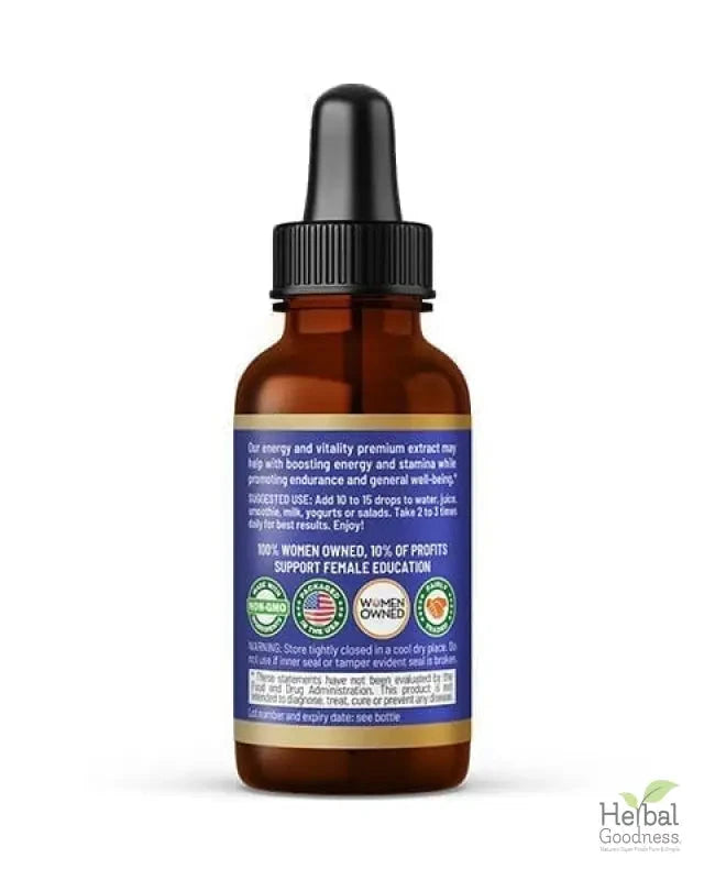 Energy and Vitality - 1oz 15X Liquid Extract - Energy & Performance Liquid Extract Herbal Goodness 