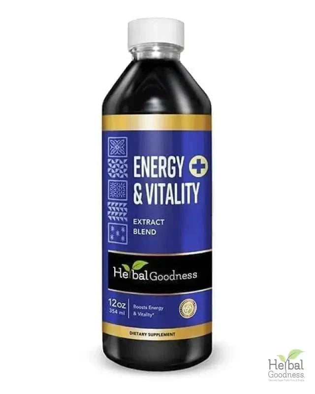 Energy and Vitality - Liquid 12oz - Energy Boost, Vitality Support, Productivity - Herbal Goodness Liquid Extract Herbal Goodness 12 oz 