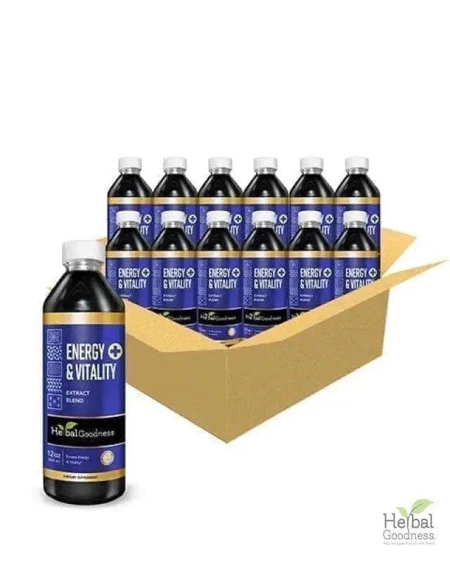 Energy and Vitality - Liquid 12oz - Energy Boost, Vitality Support, Productivity - Herbal Goodness Liquid Extract Herbal Goodness 12oz Case (12) 