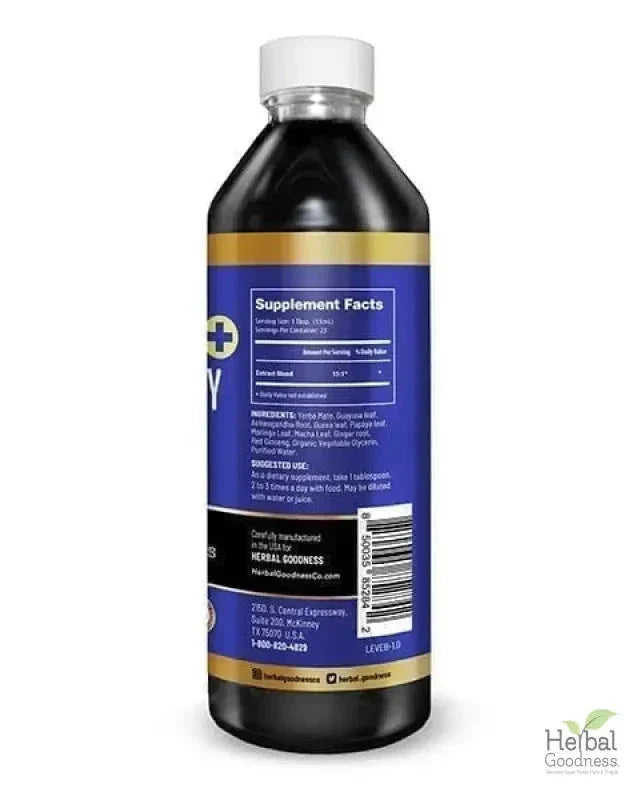 Energy and Vitality - Liquid 12oz - Energy Boost, Vitality Support, Productivity - Herbal Goodness Liquid Extract Herbal Goodness 