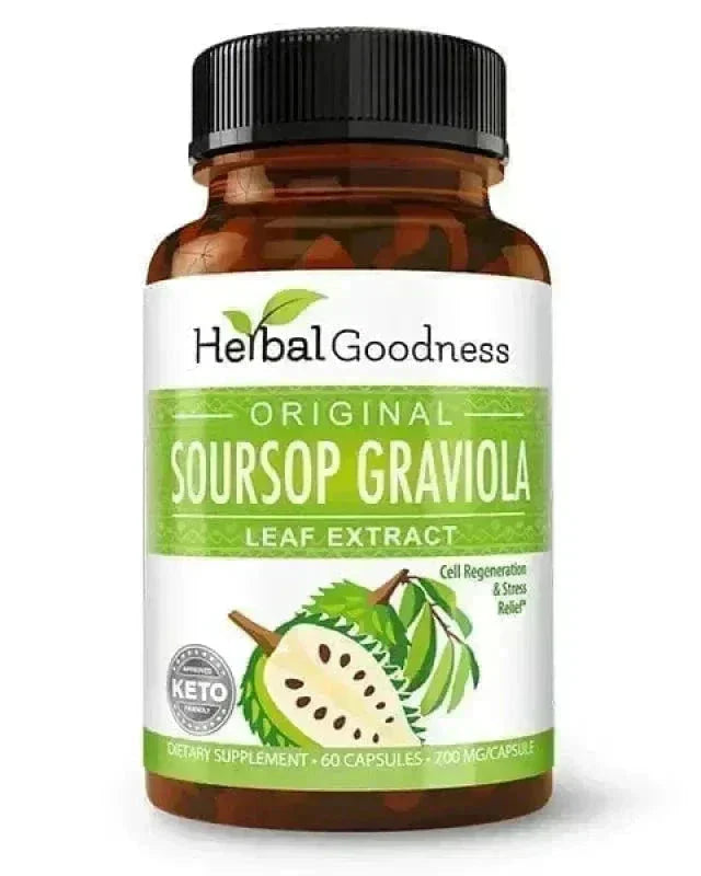 Graviola Soursop Leaf Extract Capsules – 10X Strength - 60/600mg Capsules Herbal Goodness Unit 