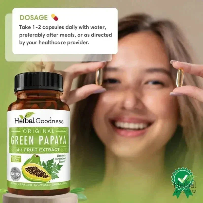 Green Papaya Fruit Extract - 4X 60/600mg Capsule - Digestion Aid Capsules Herbal Goodness 