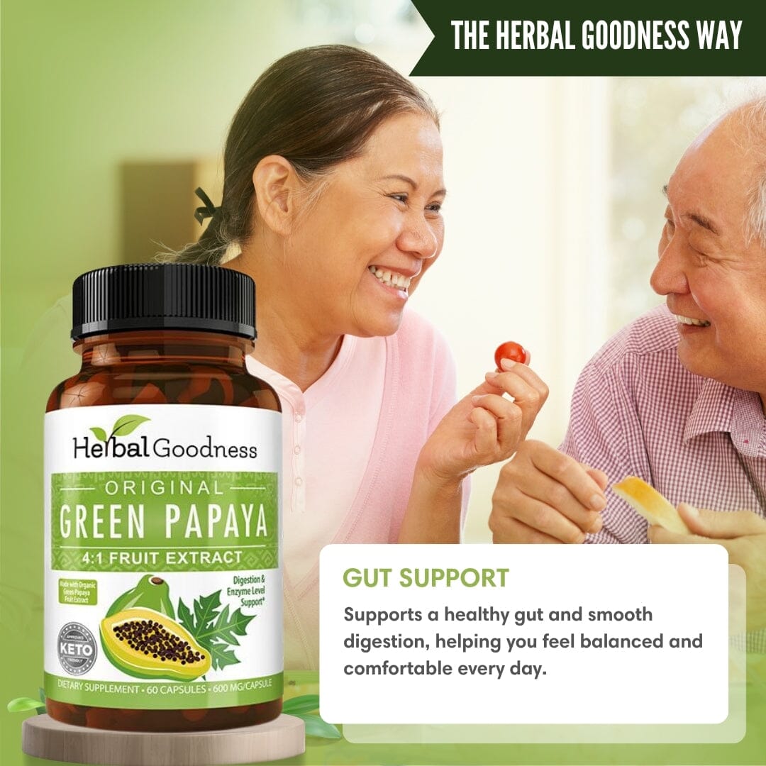 Green Papaya Fruit Extract - Capsules 60/600mg - 4X Strength Capsules Herbal Goodness 