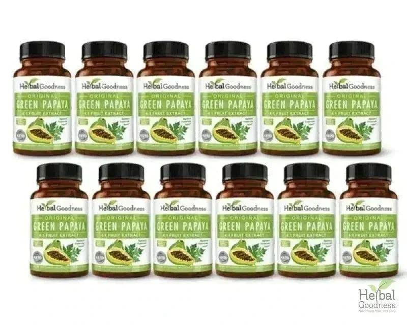 Green Papaya Fruit Extract - Capsules 60/600mg - 4X Strength - Herbal Goodness Capsules Herbal Goodness Case Qty (12) 