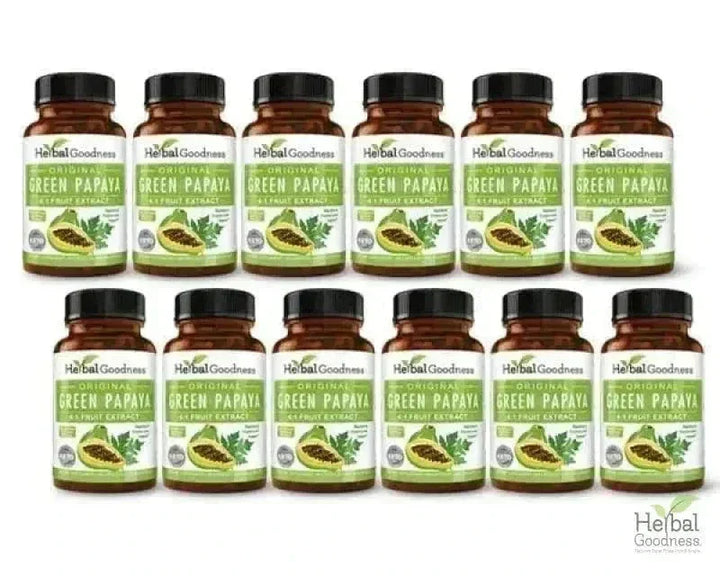 Green Papaya Fruit Extract - Capsules 60/600mg - 4X Strength - Herbal Goodness Capsules Herbal Goodness Case Qty (12) 