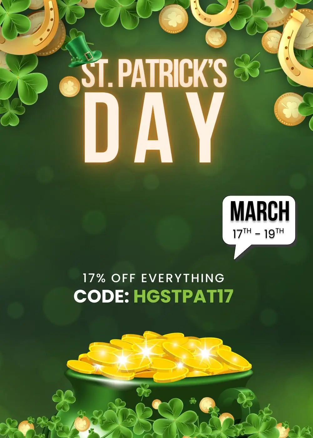 Green pot overflowing with shiny gold coins.