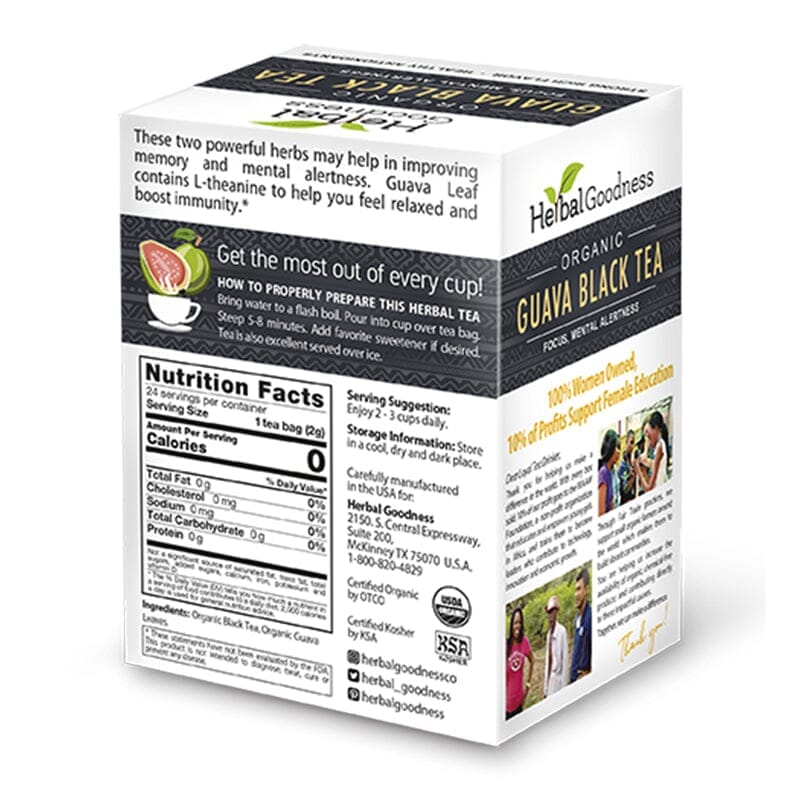 Guava Black Tea - Organic 24/2g Tea bags - Clarity, Focus & Mental Alertness Tea & Infusions Herbal Goodness 