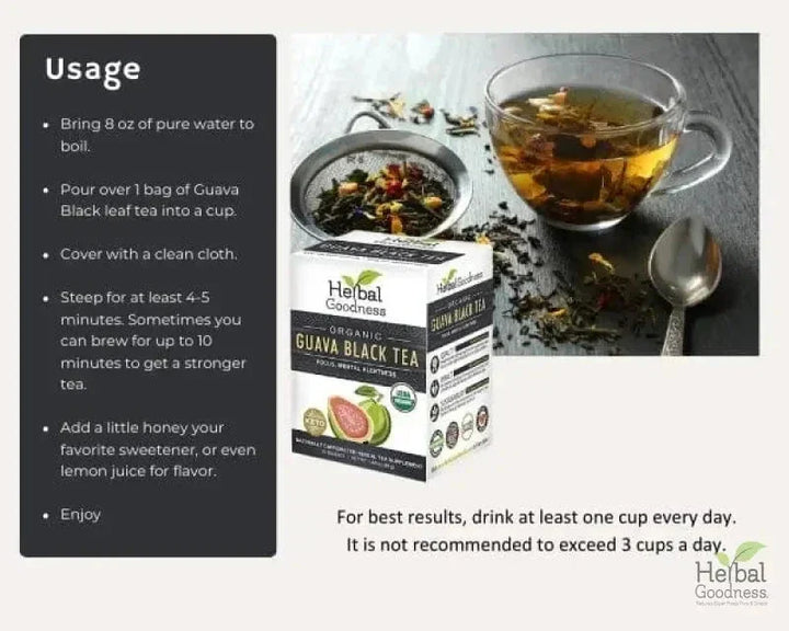 Guava Black Tea - Organic 24/2g Teabags - Clarify, Energy, Focus & Mental Alertness - Herbal Goodness Tea & Infusions Herbal Goodness 